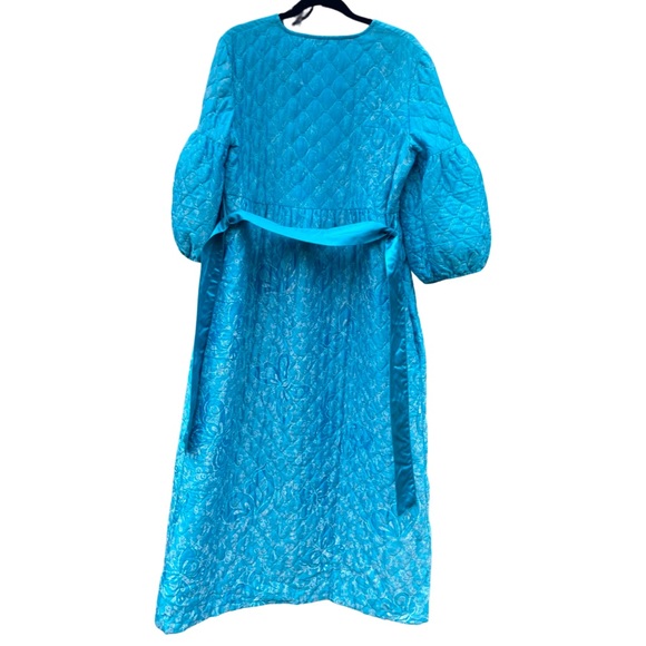 VTG Quilted dressing gown robe balloon 3/4 length sleeve M/L - Picture 7 of 11